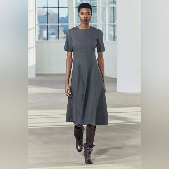 NWT ZARA GODETS MIDI DRESS ZW COLLECTION - Picture 1 of 8